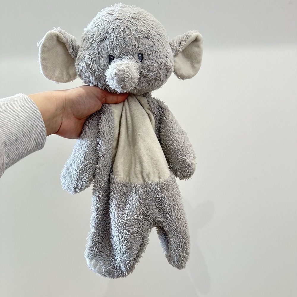 BABY GANZ Gray Elephant Lovey‎ Security Blanket Plush Flat A Pat EXTRA LOVED